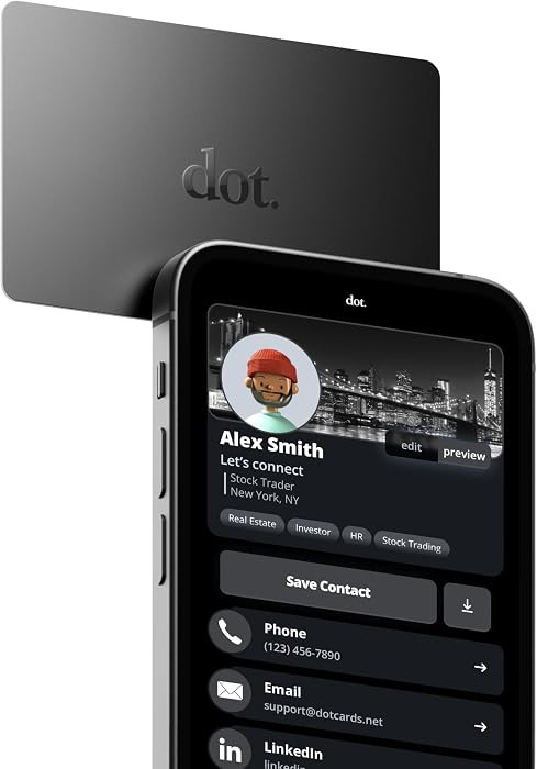 dot. Card - Digital Business Card - Tap Compatible with iPhone & Android (Black) | Amazon (US)