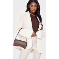 Chocolate PU Flap Over Baguette Shoulder Bag | PrettyLittleThing IE