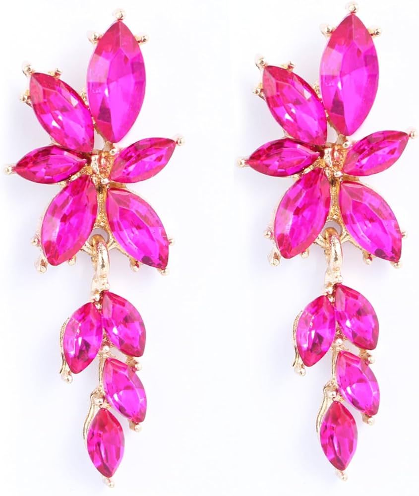 Elegant Rhinestone Dangle Earrings Marquise Crystal Wedding Bridal Earrings for Brides Bridemaids... | Amazon (US)