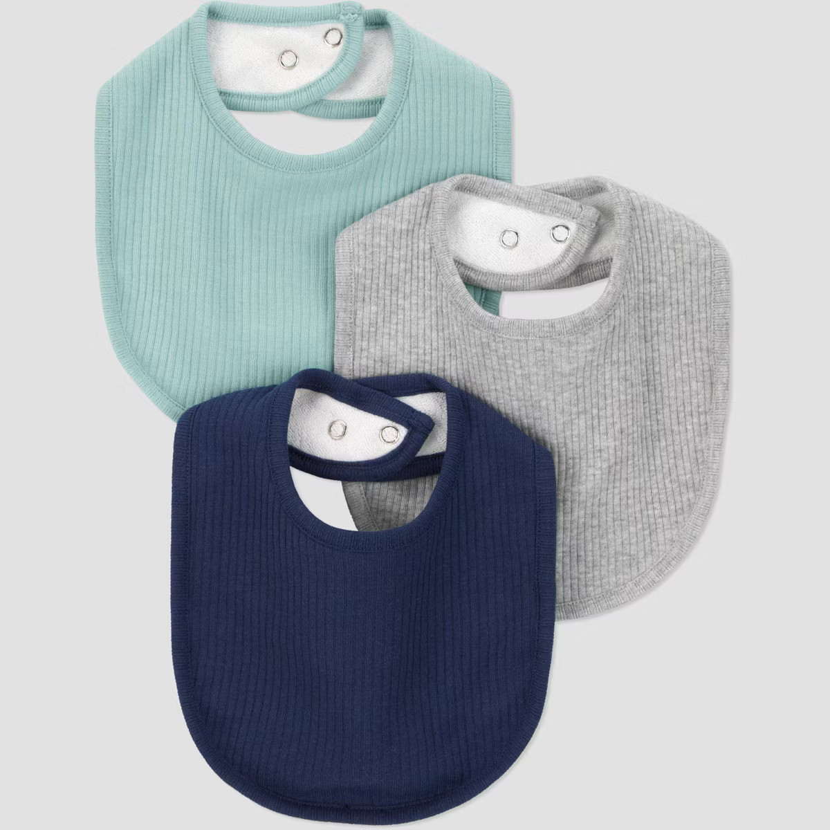 Carter's Just One You®️ Baby 3pk Bib - Navy Blue/Gray: Cotton Polyester Blend, 0-24 Months, 8x... | Target