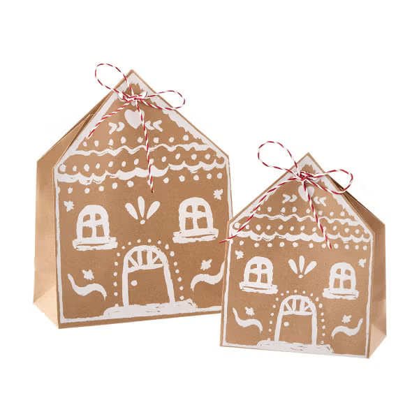 Vivant Kraft Paper Gingerbread House Bag Pkg/4 | The Container Store