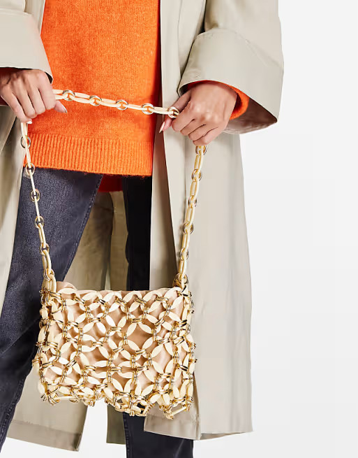 Topshop acrylic chain shoulder bag in pink | ASOS (Global)