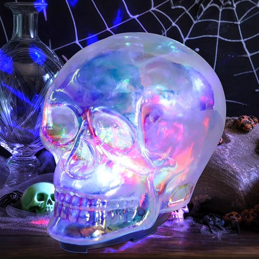 VCUTEKA Halloween Skull Human Light Indoor Decoration Skull Statue Halloween Sculptures with Colo... | Amazon (CA)