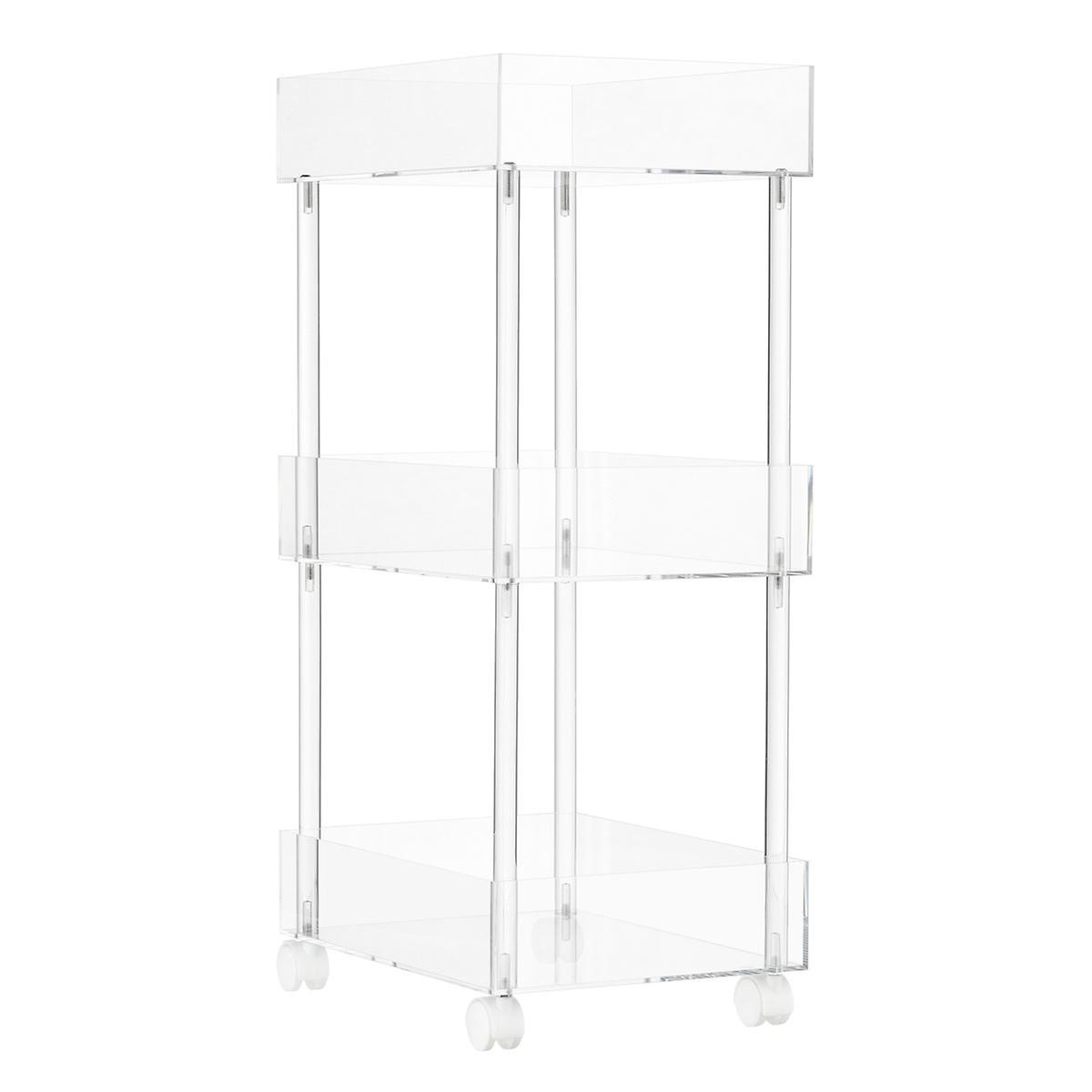 Luxe Acrylic 3-Tier Rolling Cart | The Container Store