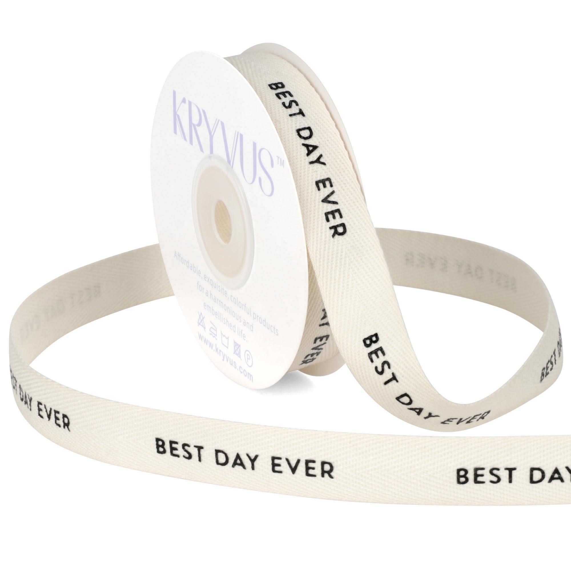 Best Day Ever Ribbon - 5/8 Inch x 12 Yards Natural Twill Tape Ribbon, Cotton Herringbone Ribbons ... | Amazon (US)