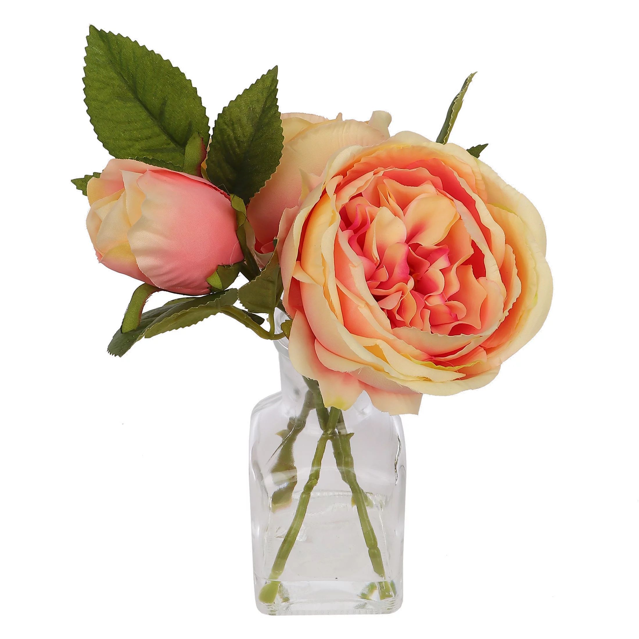 Mainstays 11" Faux Coral Peony in Clear Glass Jar with Acrylic Water | Walmart (US)