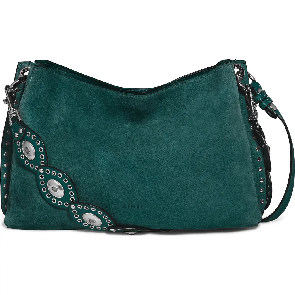 AIMEE Roma Shoulder Bag in Deep Emerald Suede at Nordstrom | Nordstrom