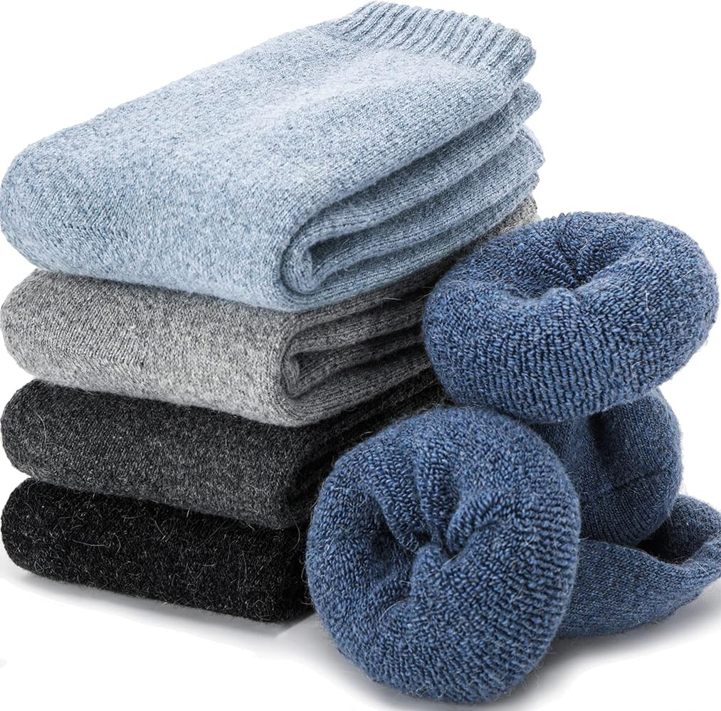 EBMORE 5 Pairs Womens Merino Wool Thermal Socks Winter Thick Warm Hiking Cozy Crew Comfy Boot Soc... | Amazon (US)