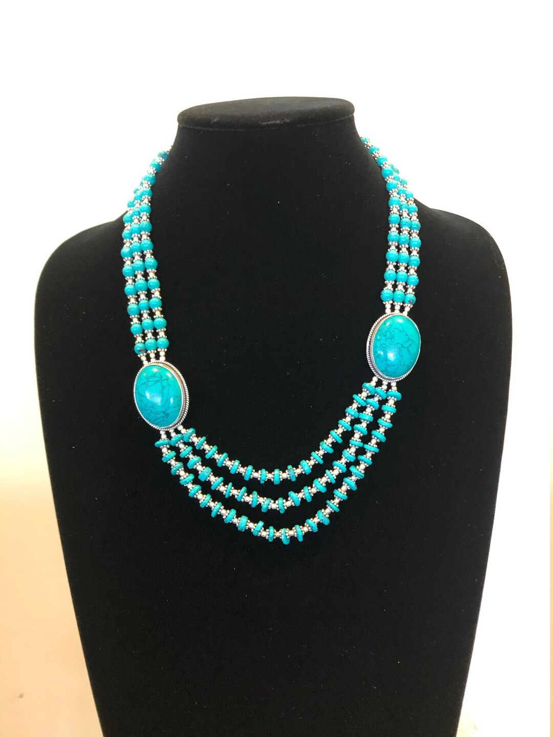 Handmade Turquoise Bead Necklace, Elegant Vibrant Jewelry | Etsy (US)