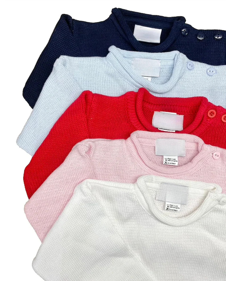Rollneck Sweater With Button Shoulder and Monogram Sizes 6m-5t Child's Sweater Baby Sweater - Ets... | Etsy (US)