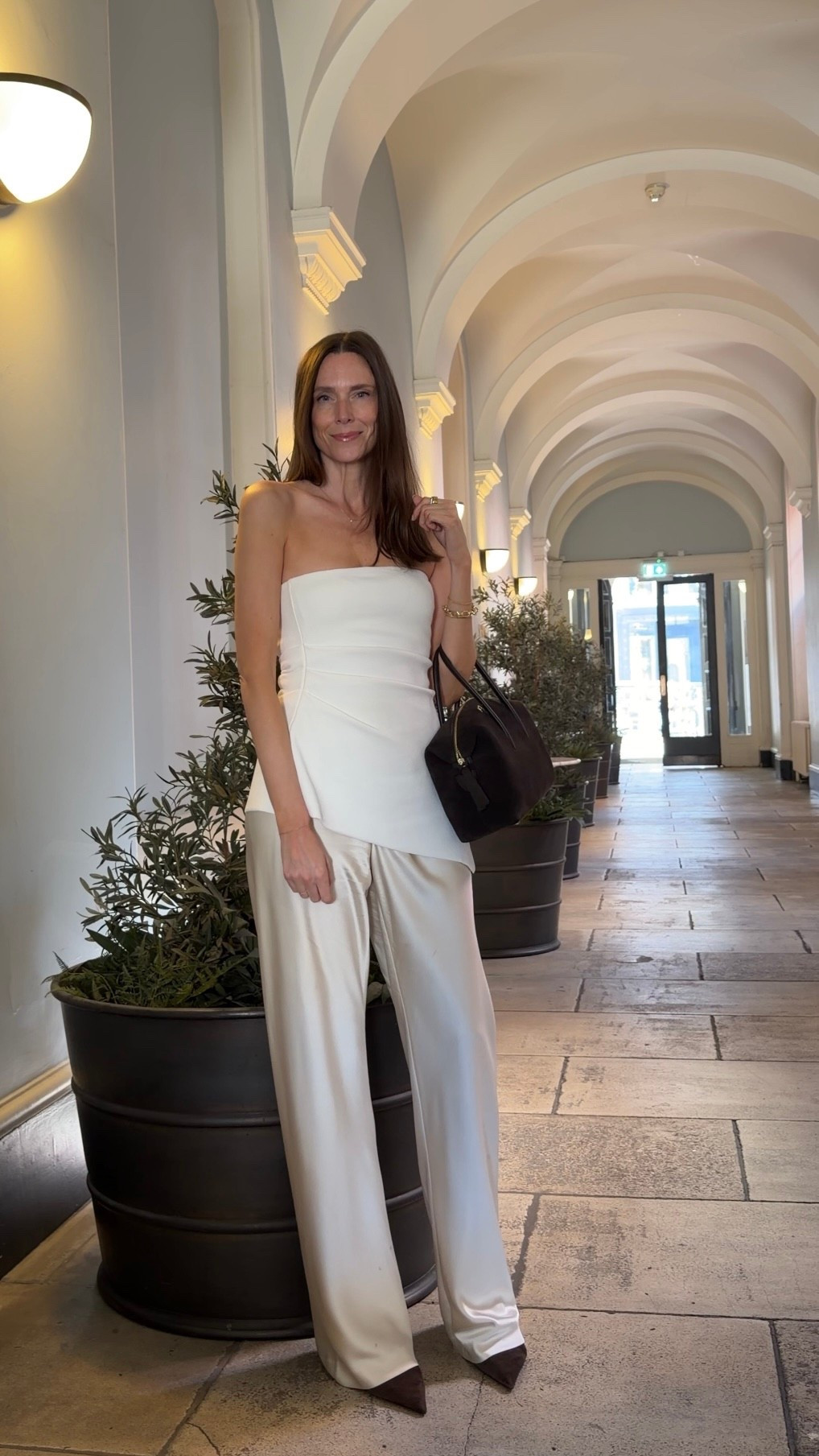 Lunch outfit, spring outfit, satin trousers, strapless top, all white outfit



#LTKTall #LTKOver40 #LTKootd