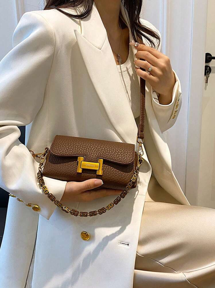 Luxury High Quality Women PU Leather Chain Small Square Bag Hand Bags Shoulder Bag Evening Bags | SHEIN