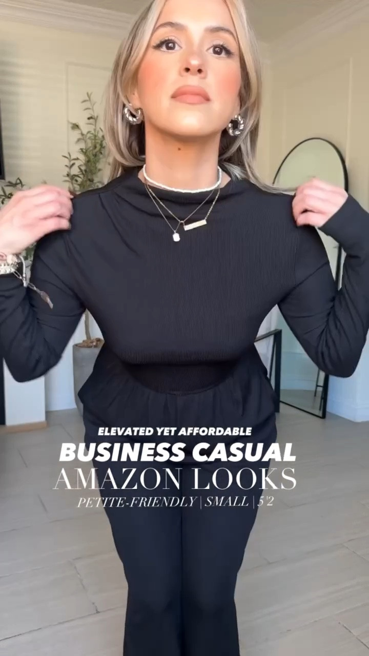 Amazon Business Casual Looks 🤩✨

From left to right
✔️Look 1: Small in brown pants + black bodysuit
✔️Look 2: Small in light grey trousers + small in striped top and jacket
✔️Look 3: Size 4 in light wash barrel jeans + small in turtleneck
✔️Look 4: small in midi skirt + sleeve turtleneck
✔️Look 5: size 4, in medium wash, barrel, jeans and small, brown and black striped cardigan
✔️Look 6: small in jumpsuit it has a lot of stretch

#LTKootd #LTKWorkwear #LTKgrwm