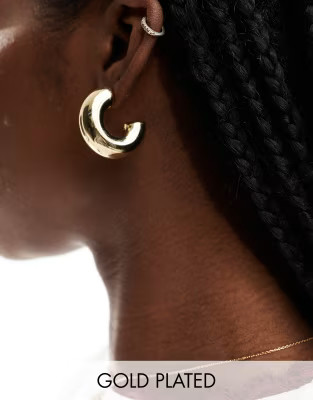Pieces chunky hoop earrings in gold | ASOS (Global)