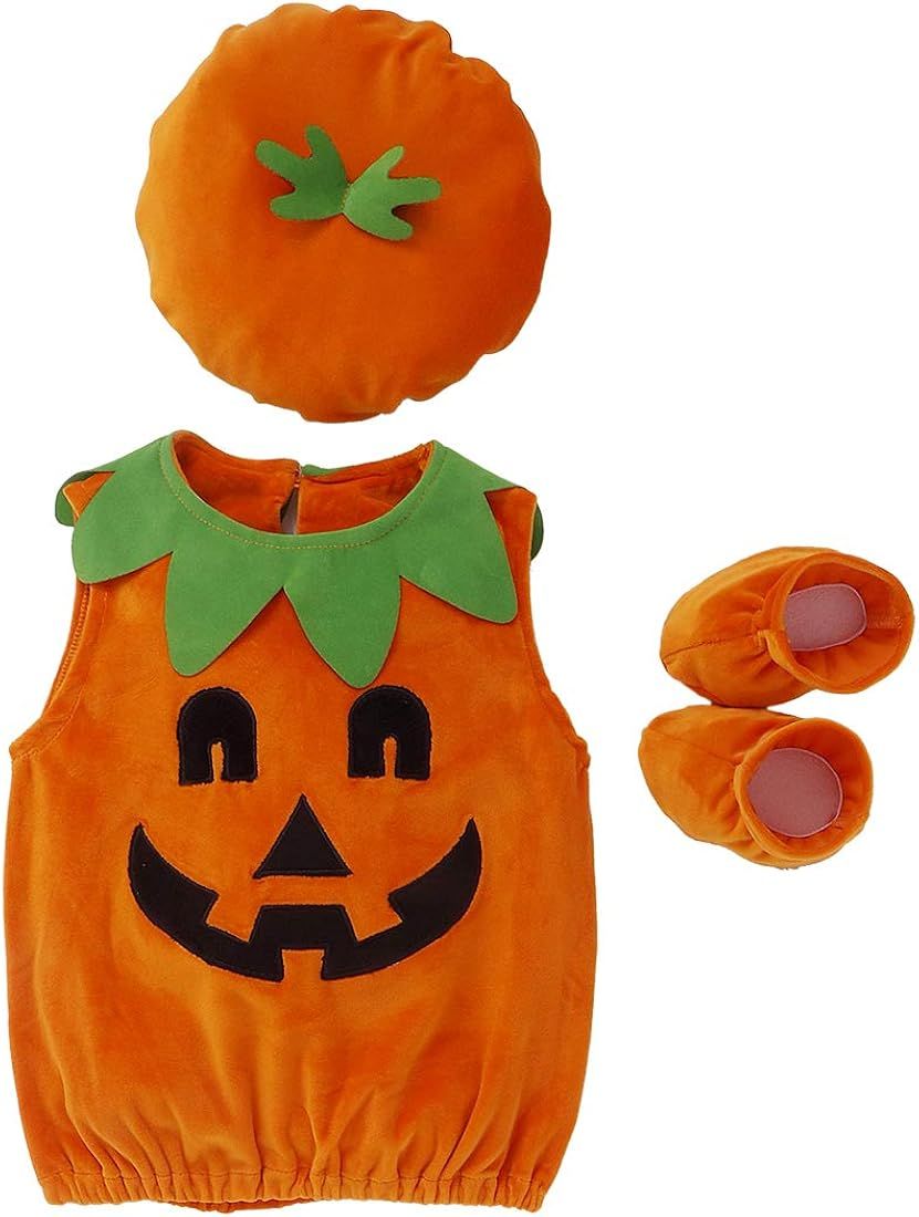 Amazon.com: Toddler Baby Boy Girl Halloween Outfit Pumpkin Bodysuit Halloween Costumes Romper Top... | Amazon (US)