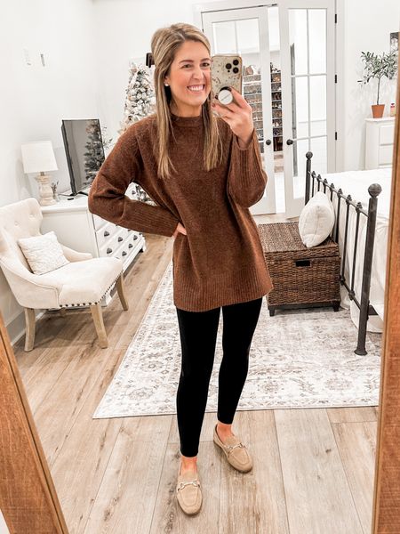 Tuesday Work Outfit🍂 My sweater is 30% off and only $21! Perfect with these ponte leggings from Loft. 
Sweater- xs (tts)
Leggings- XSP (tts)
Loafers- 5.5 (I ordered 1/2 size down)


#LTKSeasonal #LTKworkwear #LTKsalealert