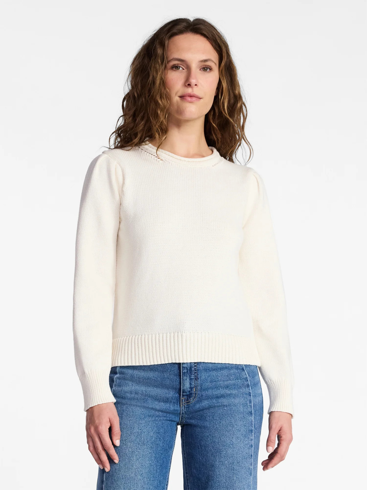 Time and Tru Women's Crewneck Sweater with Long Sleeves, Sizes XS-XXXL | Walmart (US)