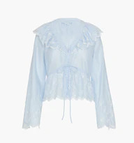 The Zoya Top - Powder Blue with White Embroidery | Hill House Home US