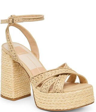 Danila Raffia Ankle Strap Block Heel Platform Sandals | Dillard's