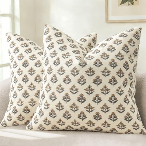 YCOLL Farmhouse Floral Pillow Covers 20x20 Set of 2, Rustic Country Decorative Cushion Covers Vin... | Amazon (US)