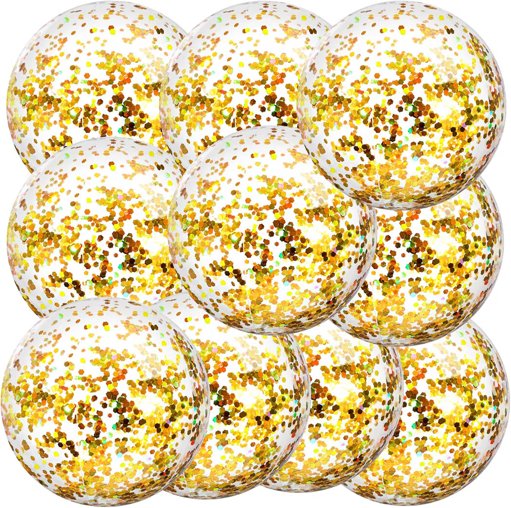 Civaner 10 Pcs Inflatable Glitter Beach Balls 16 Inch Large Sparkly Confetti Pool Balls for Chris... | Amazon (US)