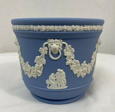 Wedgwood Classic Jasperware Jardiniere Planter Cream on Lavender (Pale Blue)  | eBay | eBay US