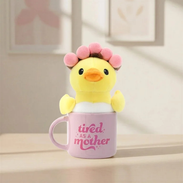 Duck in Hair Curlers Plush in Tired as a Mother Mug, Pink and Purple, Mother's Day by Way To Cele... | Walmart (US)