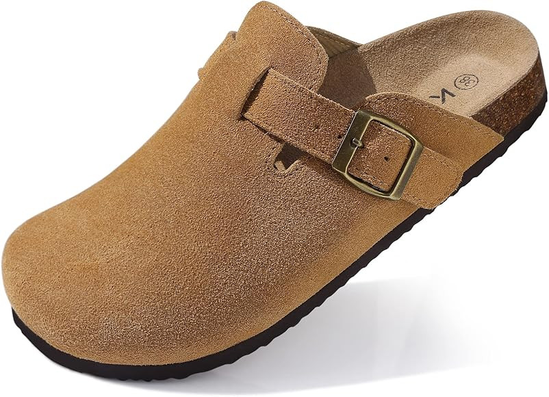 KIDMI Women's Suede Clogs Leather Mules Cork Footbed Sandals Potato Shoes with Arch Support | Amazon (US)