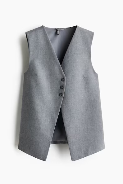 H & M - Long suit waistcoat - Grey | H&M (UK, MY, IN, SG, PH, TW, HK)