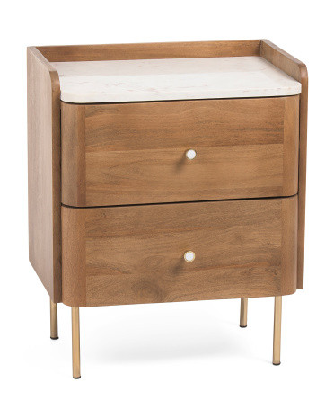 24x20 Marble Top 2 Drawer Wood Side Table | TJ Maxx