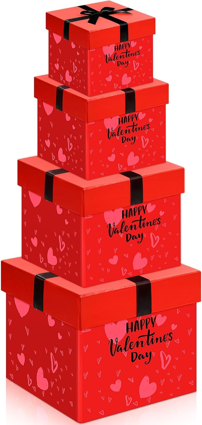 Epakh 4 Square Gift Boxes with Lids Gift Box Nesting Gift Boxes Assorted Sizes for Valentine's Da... | Amazon (US)