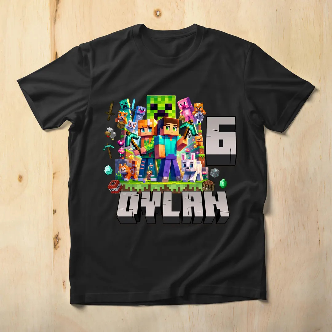 Custom Minec Birthday Shirt, Minec Shirt, Personalized for Boys, Girls, Kid's Party Shirt, Family... | Etsy (US)