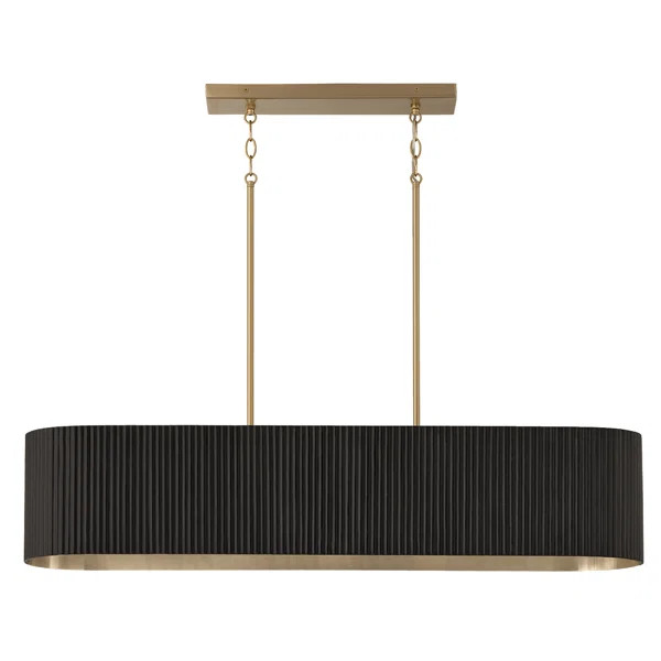44.25" W x 9" H 5-Light Linear Chandelier and Handcrafted Fluted Mango Wood | Wayfair North America