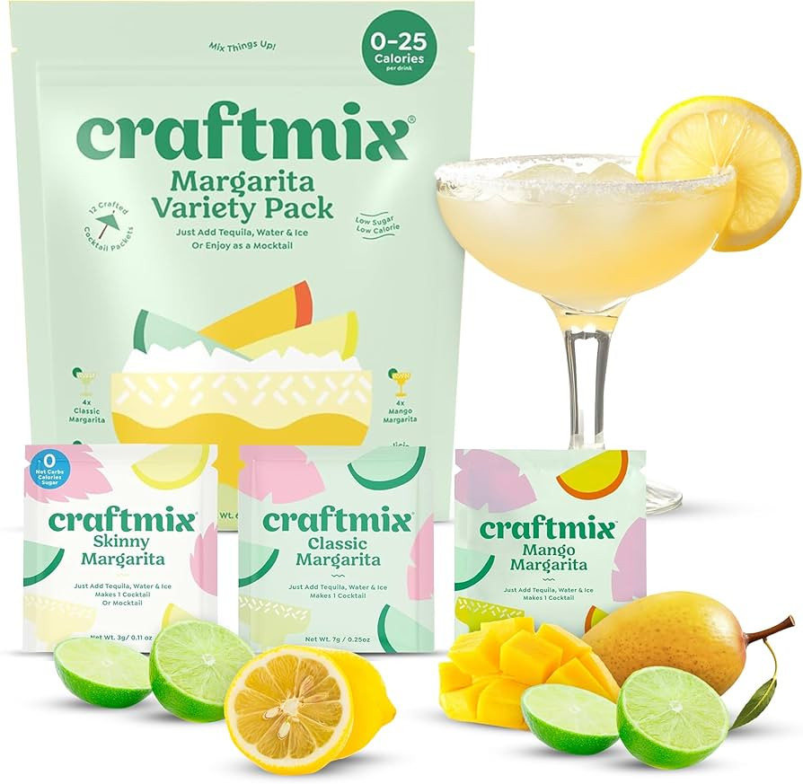 Craftmix Margarita Variety Pack Cocktail & Mocktail Drink Mixer, Skinny Mixes - Water Flavoring P... | Amazon (US)