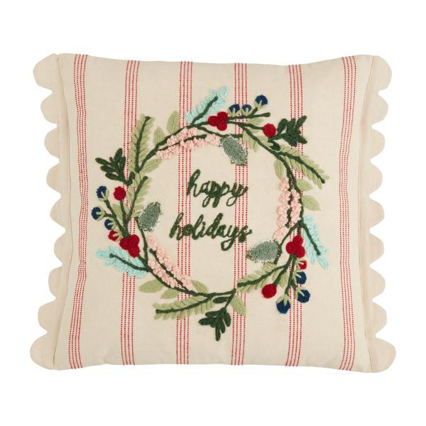 Striped Wreath Pillow | Mud Pie