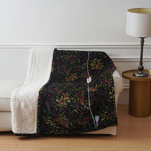 Warm & Cozy Plush to Sherpa Heated Throw - Dark Winter | HSN