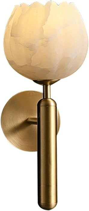 White Alabaster Wall Sconce Natural Marble Stone Wall Light Fixture Mid Century Modern Hallway Wa... | Amazon (US)