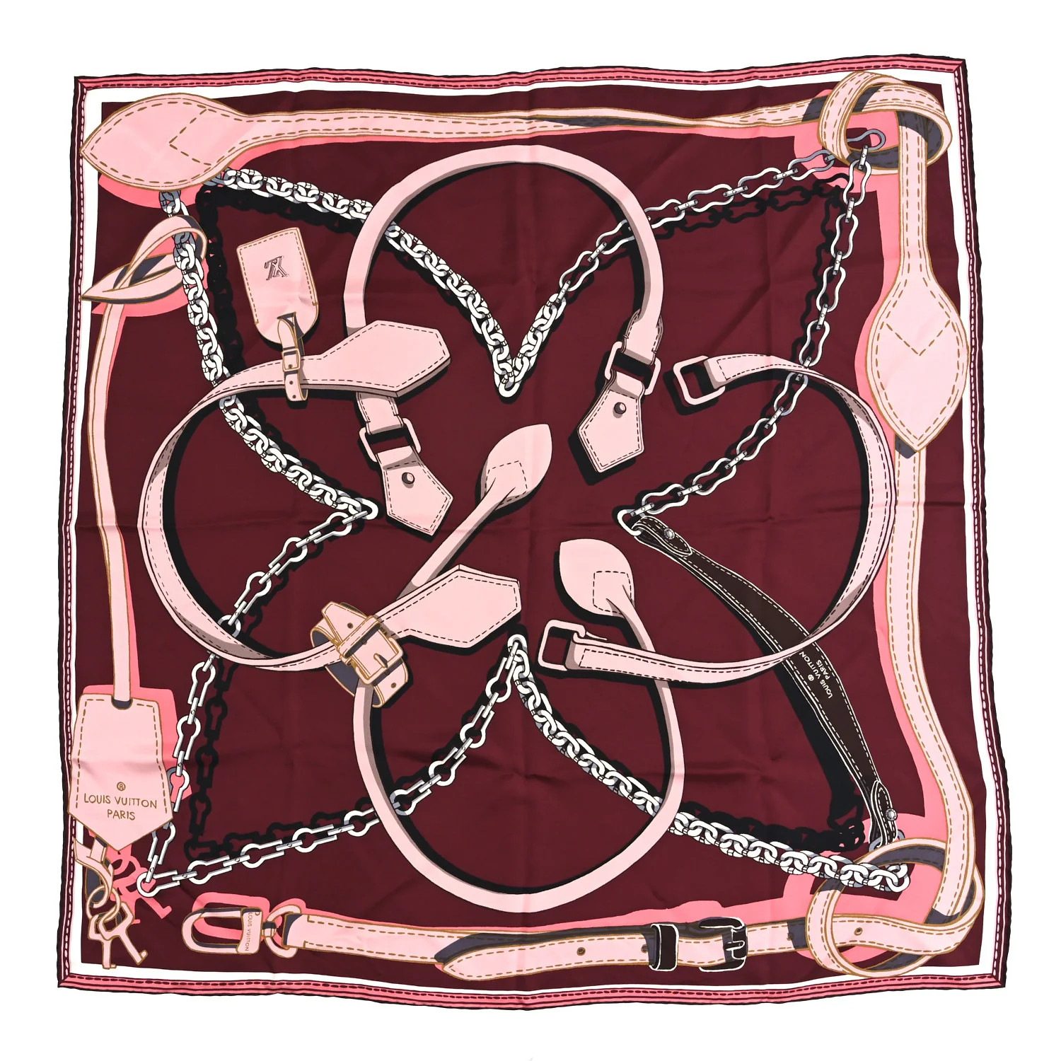Louis Vuitton Silk Square Handle Me Scarf Bordeaux 1891260 | FASHIONPHILE (US)