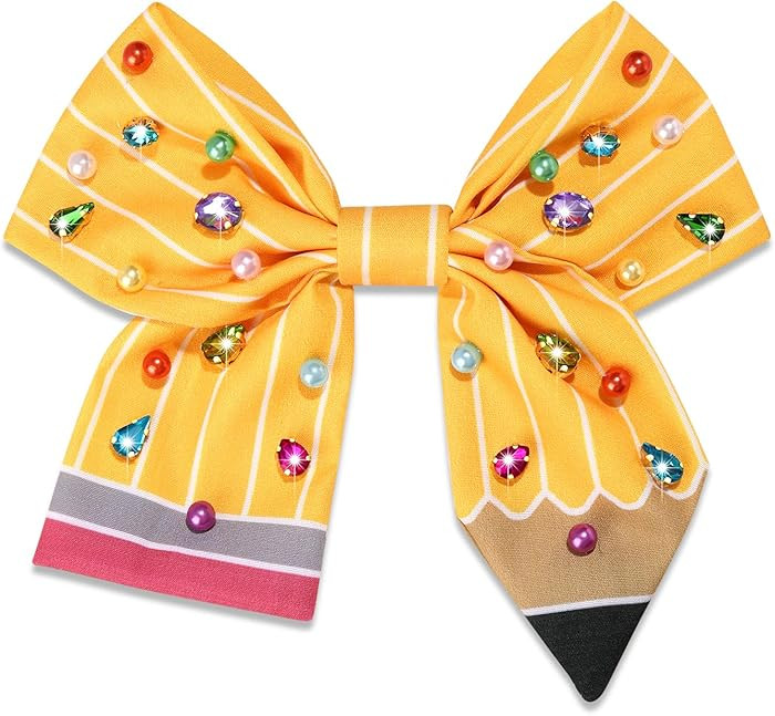 Back To School Hair Bows Pencil Hair Bows for Women Teacher Hair Bows Clips Accessories Hair Bow ... | Amazon (US)