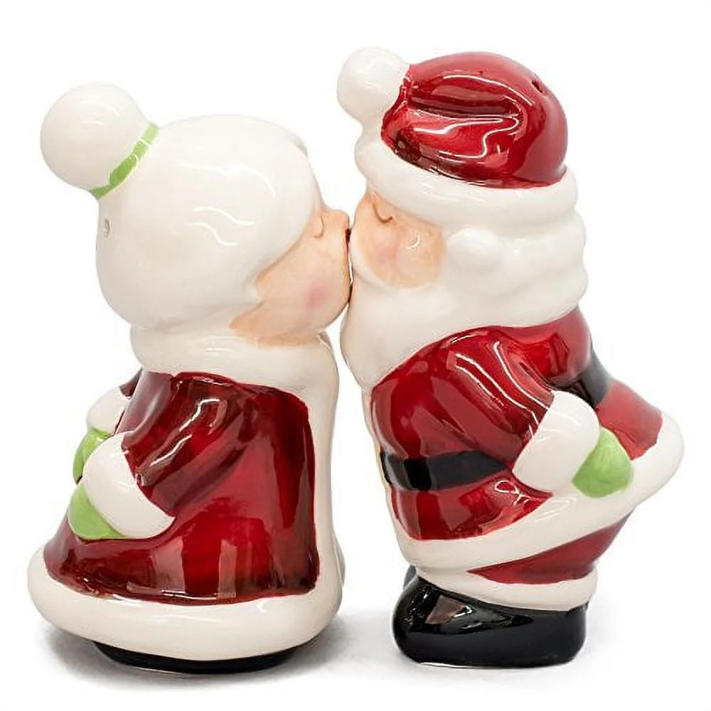 "Santa Kissing Mrs Claus" Magnetic Salt & Pepper Shakers Set | Walmart (US)