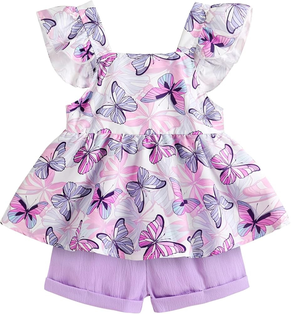YOUNGER TREE Toddler Baby Girl Clothes Sleeveless Ruffle Bowknot Dress Top Shorts Set Summer Outf... | Amazon (US)