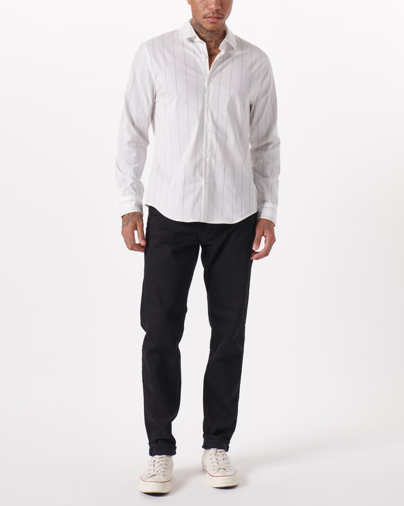 Long-Sleeve Performance Button-Up Shirt | Abercrombie & Fitch (US)