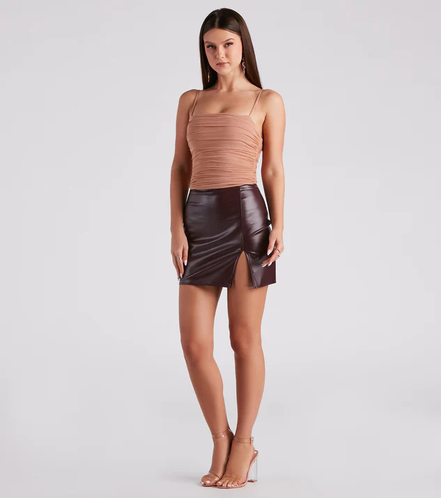 Mesh Around Square Neck Crop Top | Windsor Stores