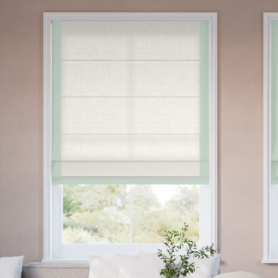 Roman Shades Casabella Border - White, Select Blinds | Select Blinds