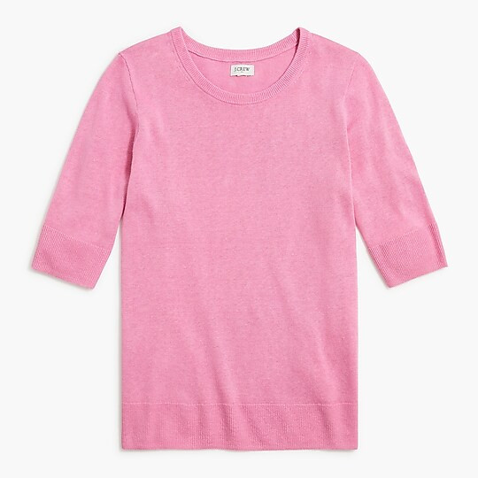 Short-sleeve linen-blend crewneck sweater | J.Crew Factory