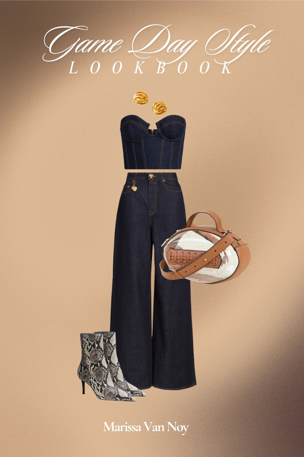 Denim on denim corset look inspired by my Thursday Night Football look in Miami ✨ My cropped denim bustier top and straight leg jean are both Zimmermann and currently 50% off so run! My snake booties are Alexandre Birman, and I linked some amazing similar options also on sale. My clear football purse is from Etsy.

#LTKstorytime #LTKvlog #LTKSaleAlert