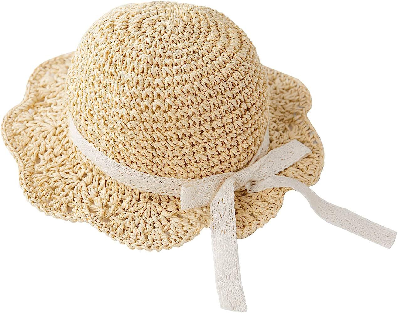 pureborn Baby Toddler Girls Straw Sun Hat Summer Beach Hat | Amazon (US)