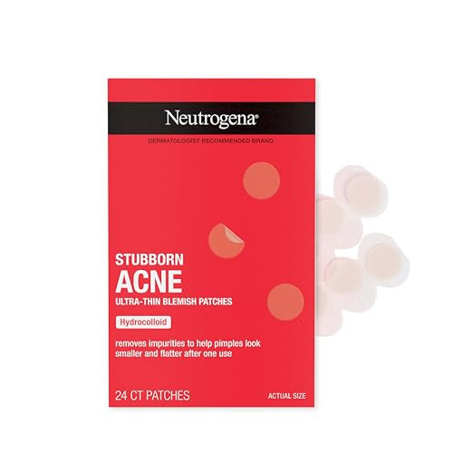Neutrogena Stubborn Acne Patches, Hydrocolloid Absorbs Impurities Ultra-Thin Pimple Patches Work Overnight, 24 ct | Amazon (US)