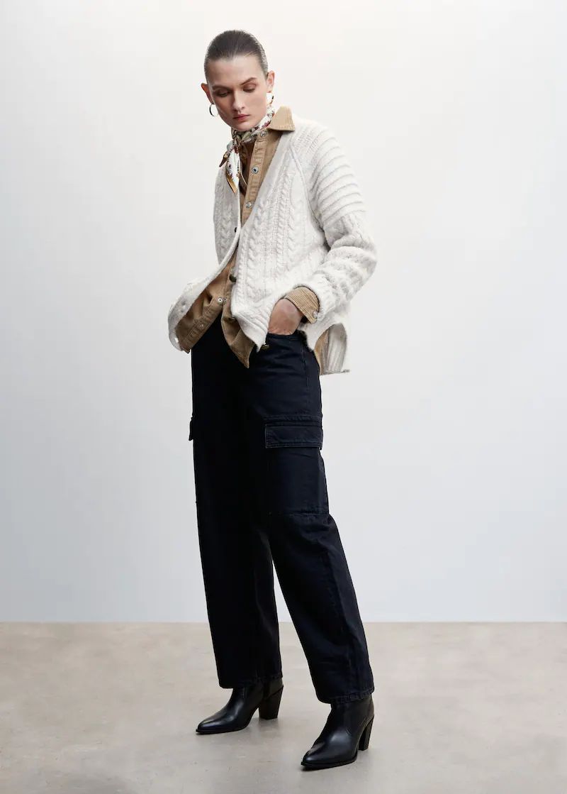 Buttoned knit braided cardigan -  Women | Mango USA | MANGO (US)