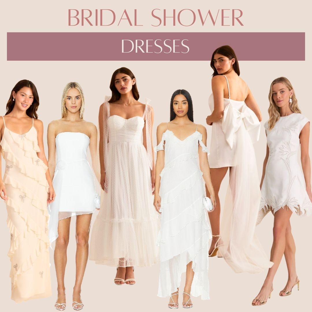 Bridal shower dresses 🤍💍 #bride #wedding#brideoutfits #whitedresses #bridalshower #rehearsaldinner 

#LTKWedding #LTKootd #LTKSeasonal